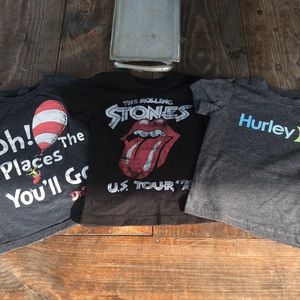 Bundle 3 boys t shirts size 3T dr Seuss Rolling Stones Hurley